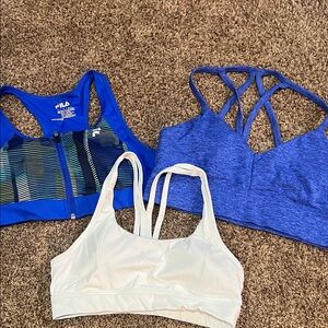 Women's Blue and White Sports Bra Trio